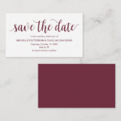 Carte D'accompagnement Script rustique, Bourgogne, Mariage Enregistrer la (Devant / Derrière)