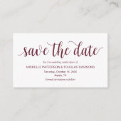 Carte D'accompagnement Script rustique, Bourgogne, Mariage Enregistrer la (Devant)