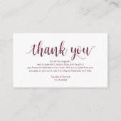 Carte D'accompagnement Script rustique, Bourgogne, Merci Mariage (Devant)