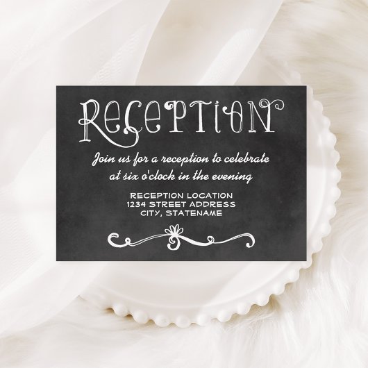 Carte D'accompagnement Script rustique Chalkboard Réception de mariage No