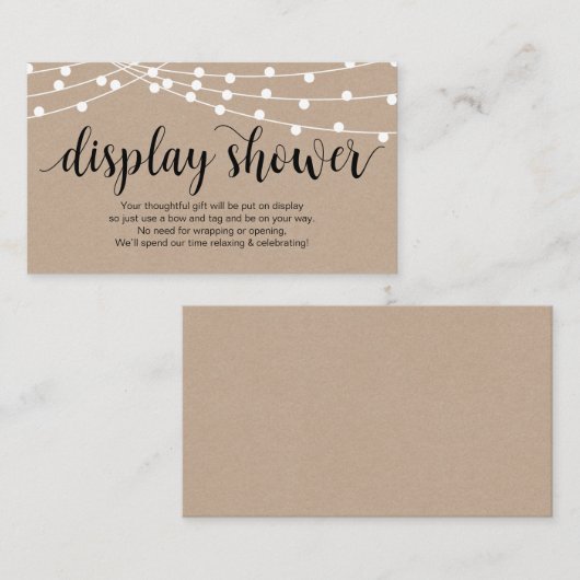 Carte D'accompagnement Script Rustique, Kraft, Éclairage à cordes douche (Devant / Derrière)