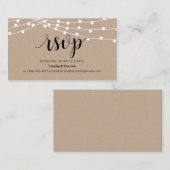 Carte D'accompagnement Script rustique, kraft, lumières à cordes, Mariage (Devant / Derrière)