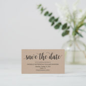Carte D'accompagnement Script rustique, kraft, mariage Enregistrer la dat (Debout devant)