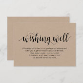 Carte D'accompagnement Script rustique kraft, noir, Mariage Wishing well (Devant / Derrière)