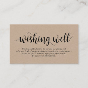 Carte D'accompagnement Script rustique kraft, noir, Mariage Wishing Well