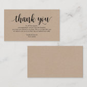 Carte D'accompagnement Script rustique, kraft, noir, Merci Mariage (Devant / Derrière)