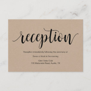 Carte D'accompagnement Script rustique, kraft noir, Réception de mariage