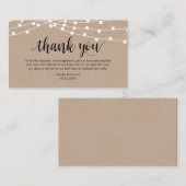 Carte D'accompagnement Script rustique, lumière à chaîne, Merci Mariage (Devant / Derrière)