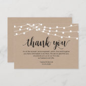 Carte D'accompagnement Script rustique, lumière à chaîne, Merci Mariage (Devant / Derrière)