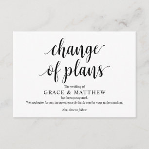 Carte D'accompagnement Script rustique, Noir, Mariage, Repostpone, modifi