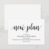 Carte D'accompagnement Script rustique, Noir, Mariage, Repostpone, modifi (Devant / Derrière)