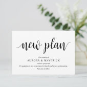 Carte D'accompagnement Script rustique, Noir, Mariage, Repostpone, modifi (Debout devant)