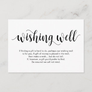 Carte D'accompagnement Script rustique, Noir, Mariage Wishing well