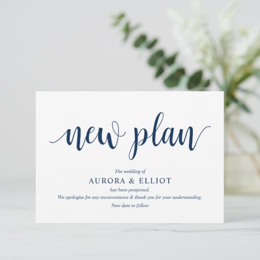 Carte D'accompagnement Script rustique, scénario Navy Blue, report Mariag (Debout devant)