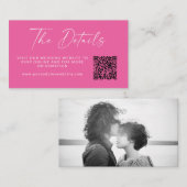 Carte D'accompagnement Script simple élégant Hot Rose Détails Mariage (Devant / Derrière)