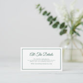 Carte D'accompagnement Script simple et élégant Emerald Green Mariage Dét (Debout devant)