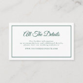 Carte D'accompagnement Script simple et élégant Emerald Green Mariage Dét (Devant)