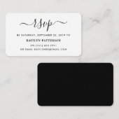 Carte D'accompagnement Script simple moderne noir et blanc RSVP (Devant / Derrière)