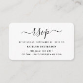 Carte D'accompagnement Script simple moderne noir et blanc RSVP (Devant)