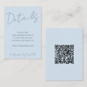 Carte D'accompagnement Script Soft Blue Wedding Website Details QR Modern (Devant / Derrière)