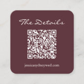 Carte D'accompagnement Script Wedding RSVP Détails QR Code Bourgogne (Devant)