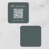 Carte D'accompagnement Script Wedding RSVP Détails QR Code Dark Turquoise (Devant / Derrière)