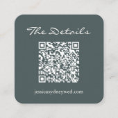 Carte D'accompagnement Script Wedding RSVP Détails QR Code Dark Turquoise (Devant)