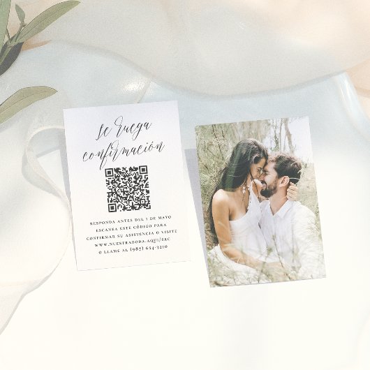 Carte D'accompagnement Se Ruega Confirmación Código QR RSVP de Boda