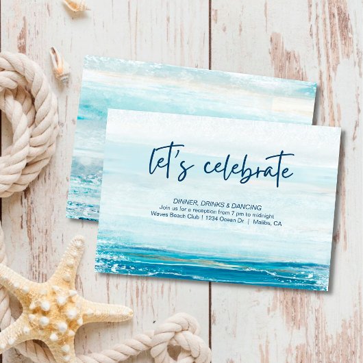 Carte D'accompagnement Sea Blue Beach Waves Coastal Wedding Réception