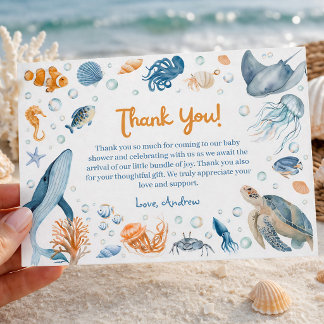 Carte D'accompagnement Sea You Soon Coastal Baby Shower Thank You Card