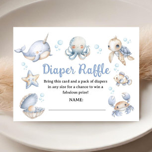 Carte D'accompagnement Sea You Soon Garçon Baby Shower Couche Rafle Bleue