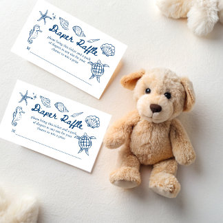 Carte D'accompagnement Sea you soon seashells baby shower diaper raffle
