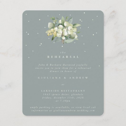 Carte D'accompagnement Seafoam Snowberry+Eucalyptus Mariage répétition (Devant)