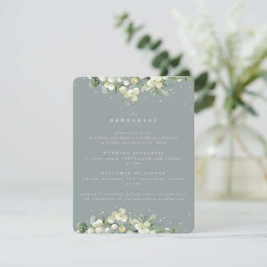 Carte D'accompagnement Seafoam Snowberry+Eucalyptus Mariage répétition (Debout devant)