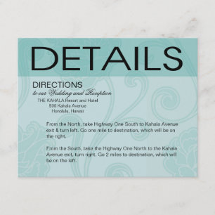 Carte D'accompagnement Seashell Dreams Beach Mariage Directions aqua