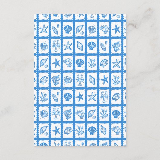 Carte D'accompagnement Seashell Grid Beach Wedding Code QR PERSONNALISÉ (Dos)