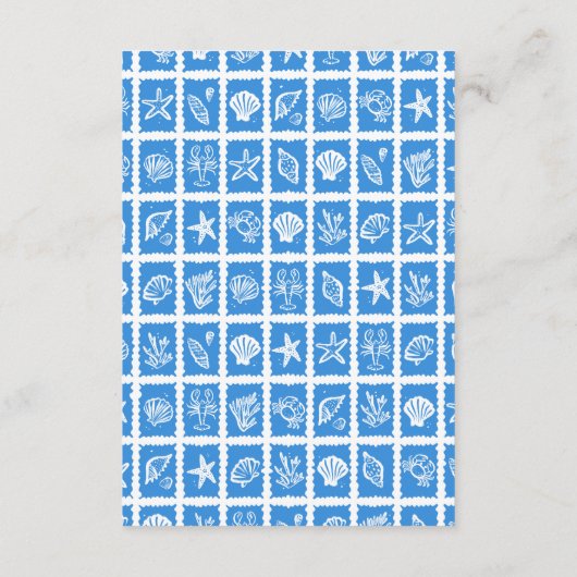 Carte D'accompagnement Seashell Grid Beach Wedding Code QR PERSONNALISÉ (Dos)