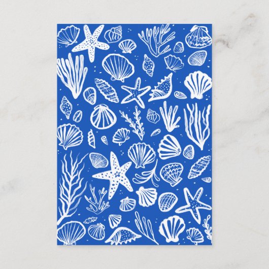 Carte D'accompagnement Seashells Frame Beach Wedding CUSTOM QR Code (Dos)