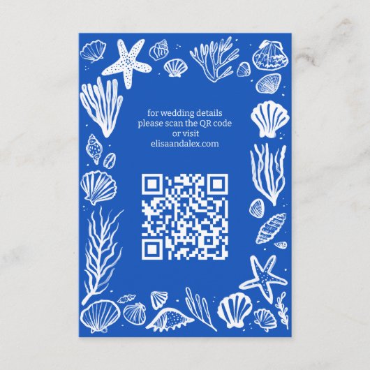 Carte D'accompagnement Seashells Frame Beach Wedding CUSTOM QR Code (Devant)