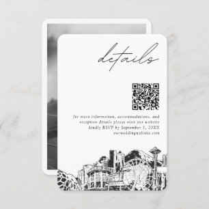 Carte D'accompagnement Seattle Détails du Mariage QR Code Petit