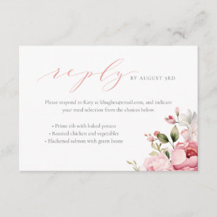 Carte D'accompagnement Sélection de repas pour Baby Shower pour bébé fill