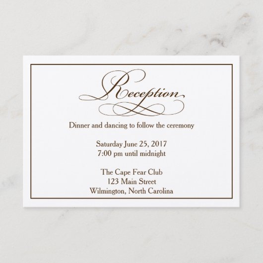 Carte D'accompagnement Sepia Wedding Reception Details Card (Devant)