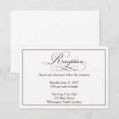 Carte D'accompagnement Sepia Wedding Reception Details Card (Devant / Derrière)