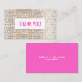 Carte D'accompagnement Séquins Argent Faux Cute Merci rose Insertion (Devant / Derrière)