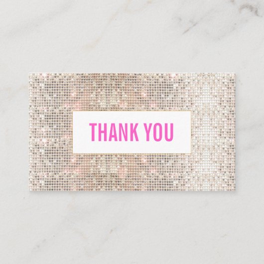 Carte D'accompagnement Séquins Argent Faux Cute Merci rose Insertion (Devant)