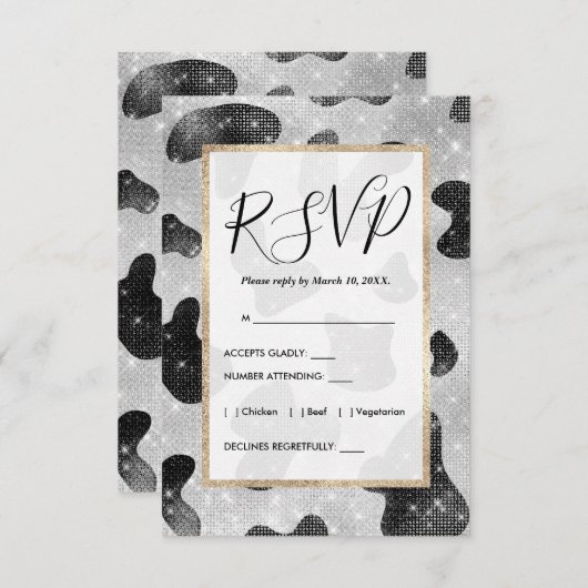 Carte D'accompagnement Séquins de Parties scintillant brillant noir brill (Devant / Derrière)