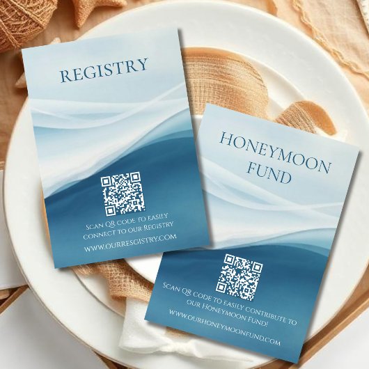 Carte D'accompagnement Serene Blue Abstract Beach Wedding Registry