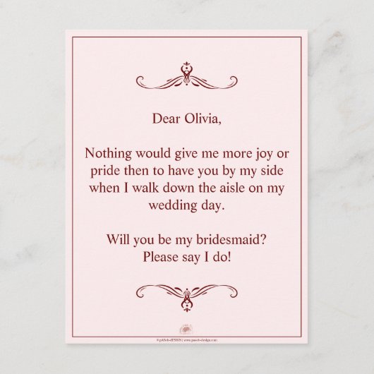 Carte D'accompagnement Serez-Vous Ma Femme D'Accueil ? Trois Bridesmaitre (Dos)