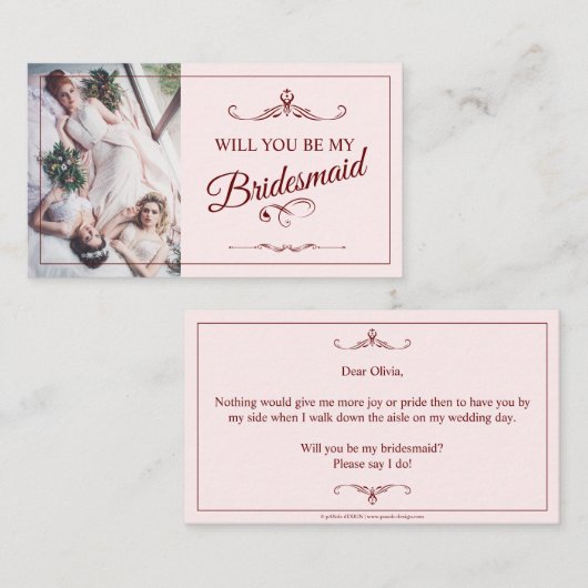 Carte D'accompagnement Serez-Vous Ma Femme D'Accueil ? Trois Bridesmaitre (Devant / Derrière)