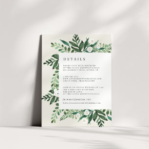 Carte D'accompagnement Serre Aquarelle Botanique Détails de l'invité